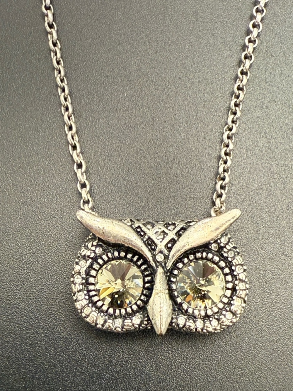 Fossil Owl Pendant Necklace